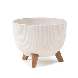 Kaspó műanyag Bowl ROMA  fehér bordázott 240 mm