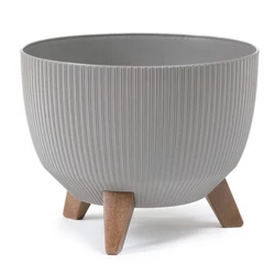 Kaspó műanyag Bowl ROMA szürke bordázott 240 mm