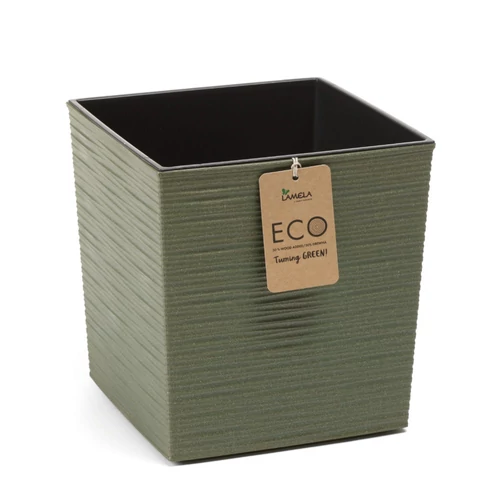 Kaspó műanyag szögletes Juca ECO Wood zöld 190 x 190 mm