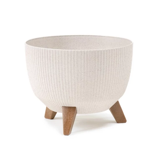 Kaspó műanyag Bowl ROMA  fehér bordázott 240 mm
