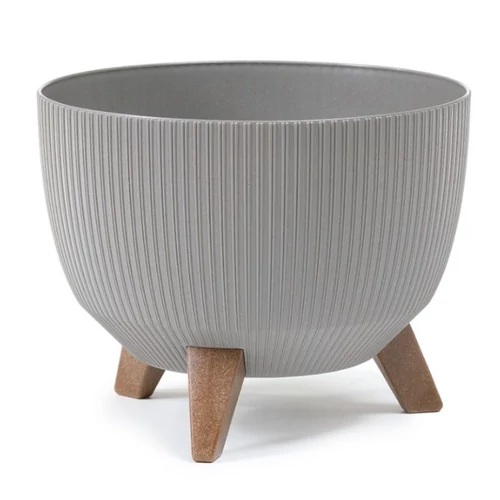 Kaspó műanyag Bowl ROMA szürke bordázott 240 mm